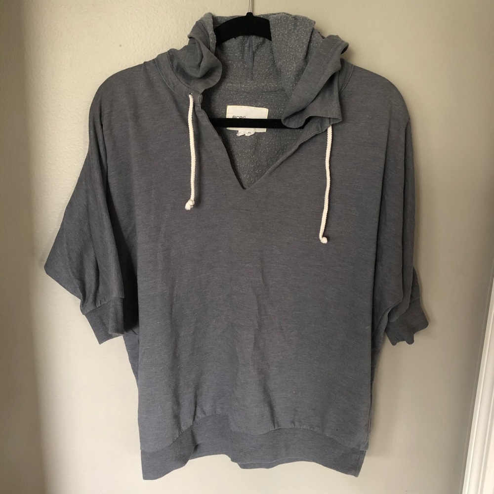 BCBGeneration | Grey Quarter Sleeve V-neck Hoodie